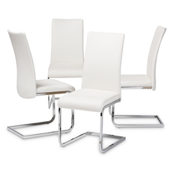 Baxton Studio Cyprien Modern and Contemporary White Faux Leather Upholstered Dining Chair (Set of 4)